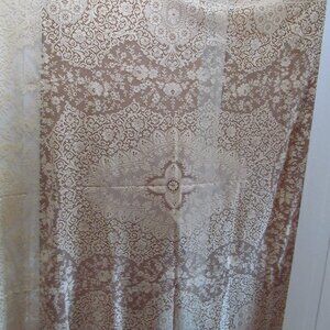 Floral Lace Tablecloth ~ Beige Lace Rectangle 87 x 65 ~ Beautiful!